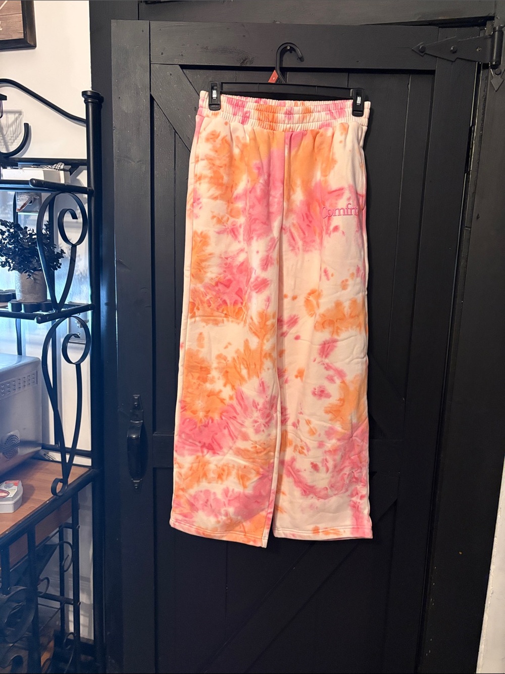 Tie-Dye Track Pants in Pink & Orange